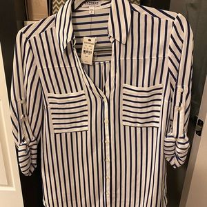 Express portofino blouse.  Size small  blue and white
